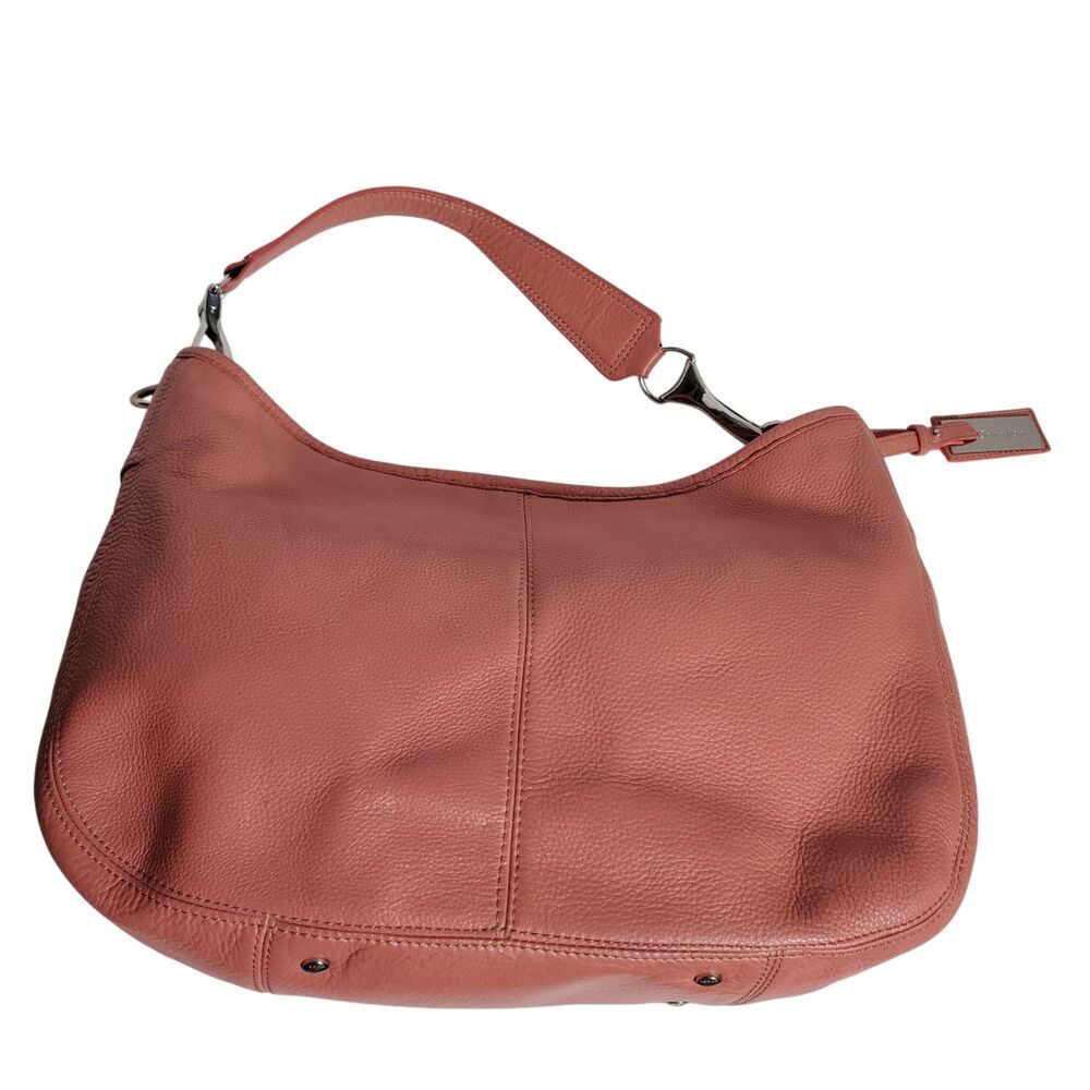 Calvin Klein Pebbled Leather Coral Slouchy Hobo Shoulder Bag